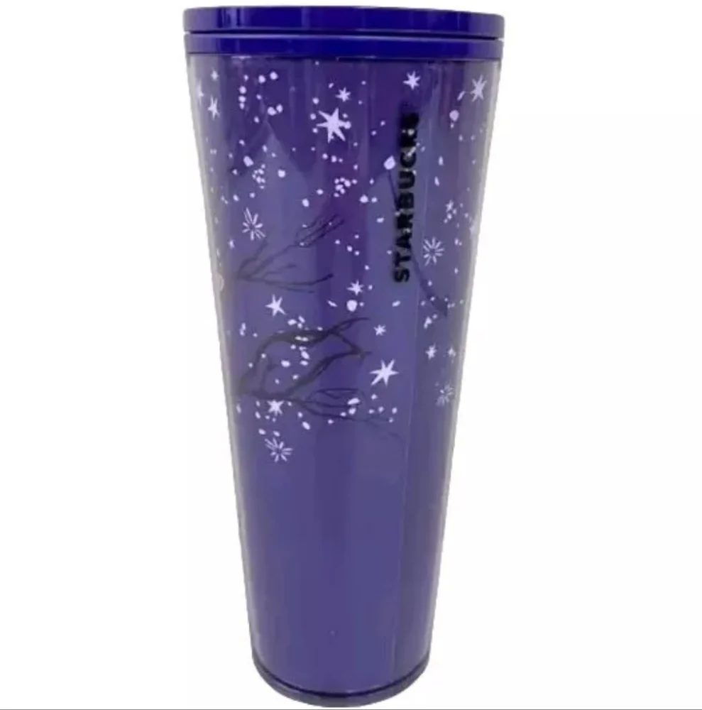 Starbucks 2022 Halloween Fall Tree Glow In Dark Stars Tumbler And Orange Studded